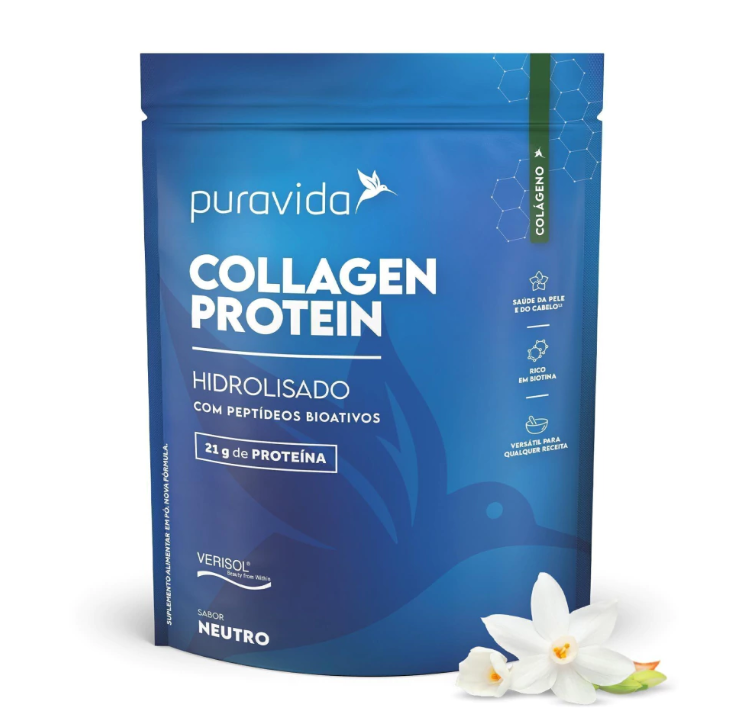 Collagen Protein Hidrolisado Puravida Sabor Neutro 450g