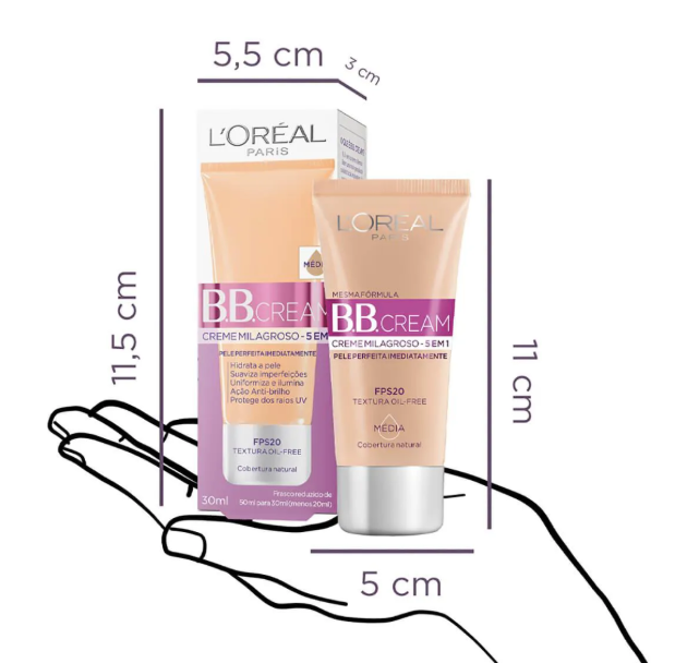 Base BB Cream L'Oréal Paris 5 em 1 Dermo Expertise Cor Média FPS 20 30ml - Imagem 3