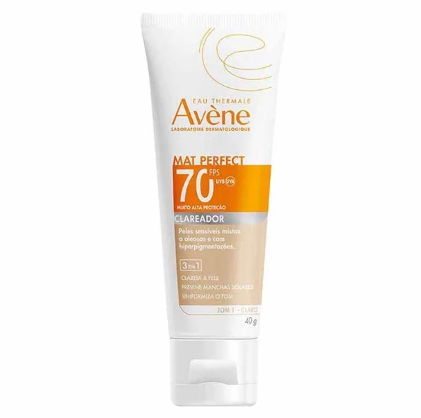 Protetor Solar Facial Avène Mat Perfect FPS70 Fluido Clareador Claro 40g