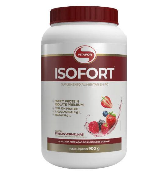 Whey Protein Isofort sabor Frutas Vermelhas Vitafor 900g