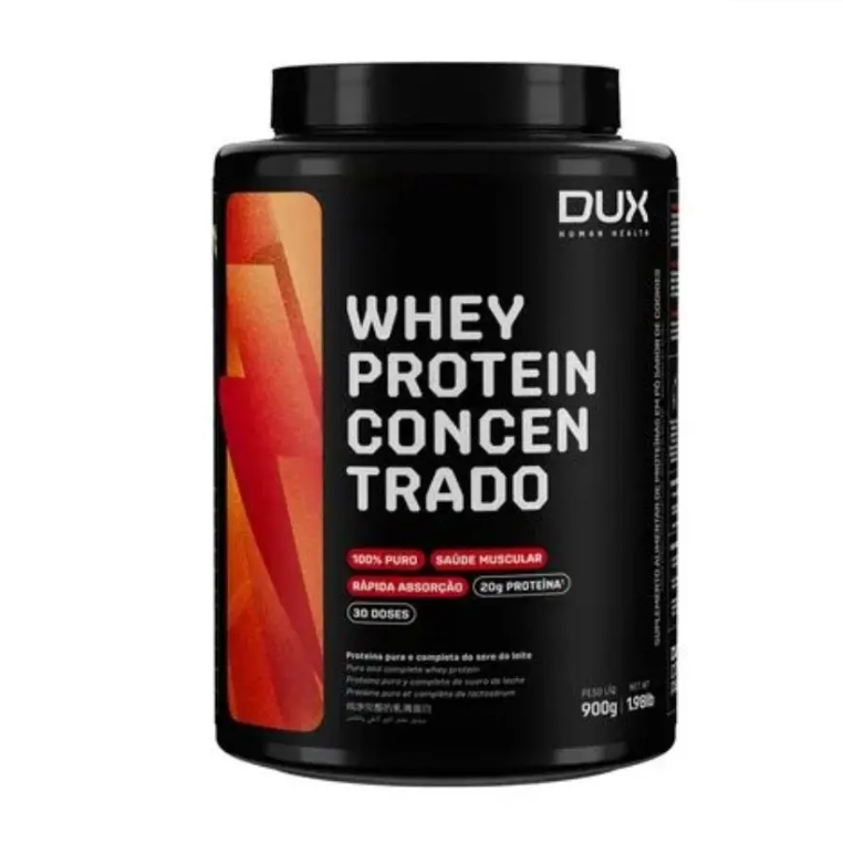 Whey Protein Concentrado Sabor Morango Dux Nutrition 900g