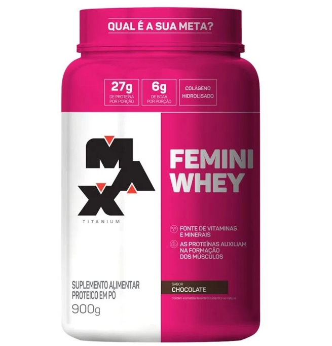 Femini Whey Protein Max Titanium sabor Chocolate 900g