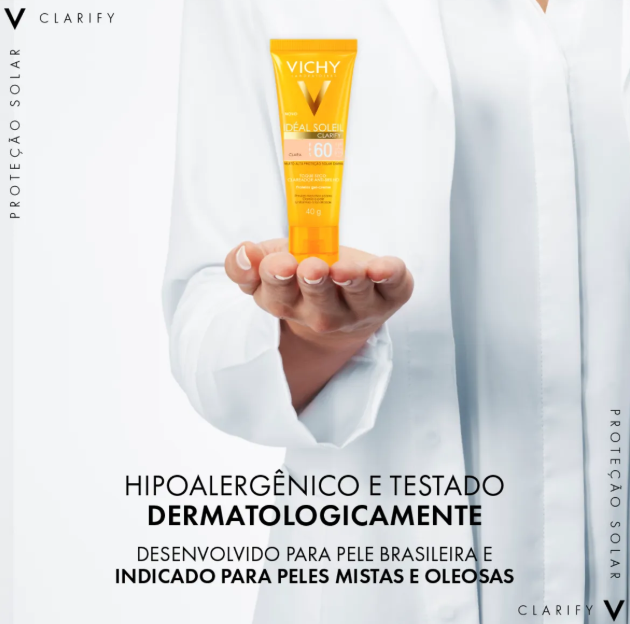 Protetor Solar Facial Vichy Idéal Soleil Clarify FPS 60 Média 40g - Imagem 3