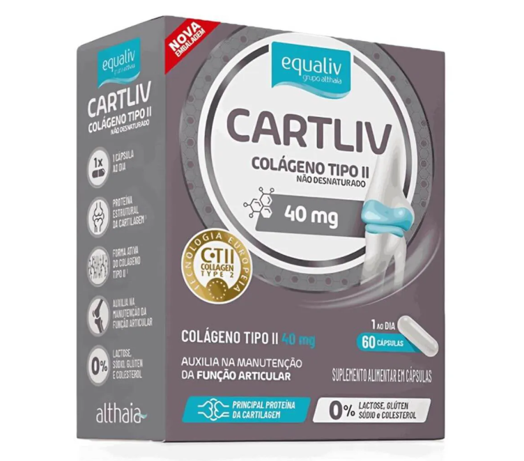 Colágeno Tipo II - Cartliv 40Mg Equaliv 60 Cápsulas